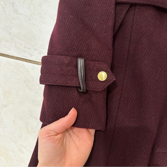 Cole Haan Wine Colored Belted Wool Coat - Picture 8 of 8